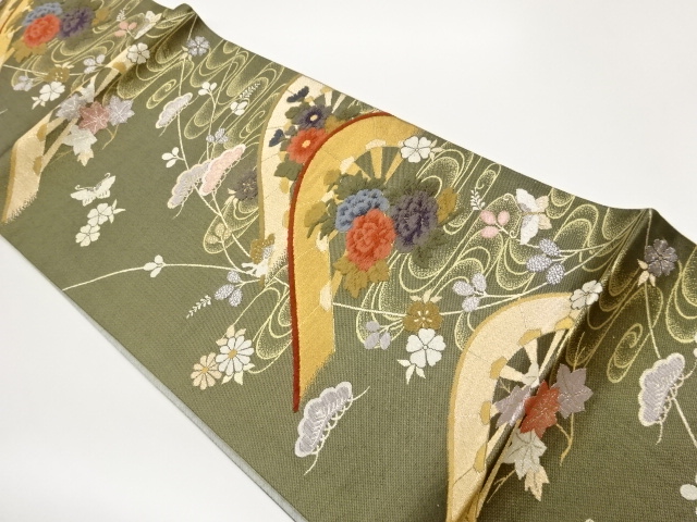 JAPANESE FUKURO OBI / WOVEN FLORAL PLANTS